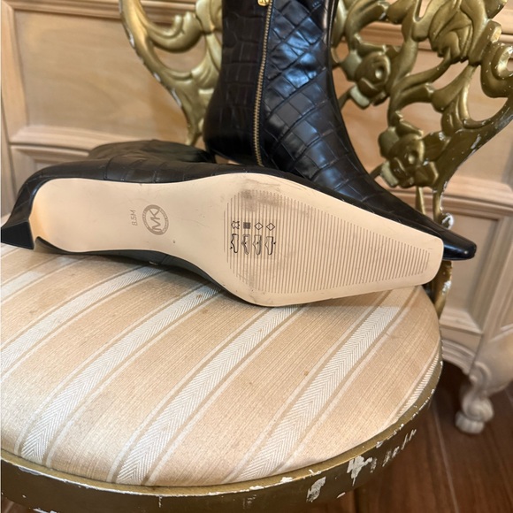 Michael Kors Black Croc-Embossed Ankle Boots - Picture 3 of 4